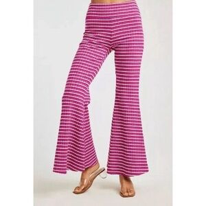 NWT Year Of Ours L Striped Pink Ribbed Flared retro festival vibe Pants